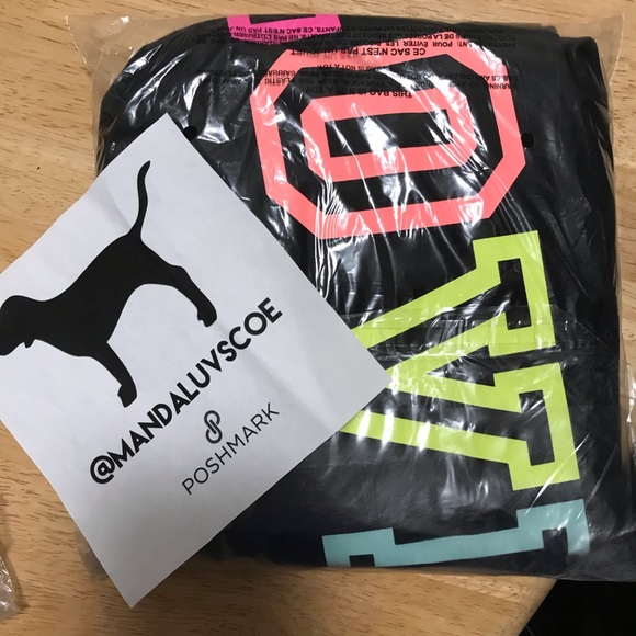 ❗️LAST💕VS PINK BLACK PASTEL RAINBOW LOGO LEGGINGS - Picture 6 of 7